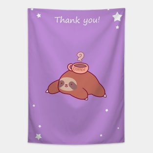 "Thank You" Coffee Sloth Tapestry