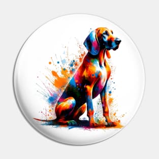 Vibrant Hanoverian Scenthound in Abstract Splash Art Pin