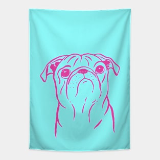 Pug (Cyan and Magenta) Tapestry