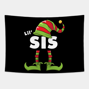 Lil' Sis Elf Funny Matching Christmas Costume Family Tapestry