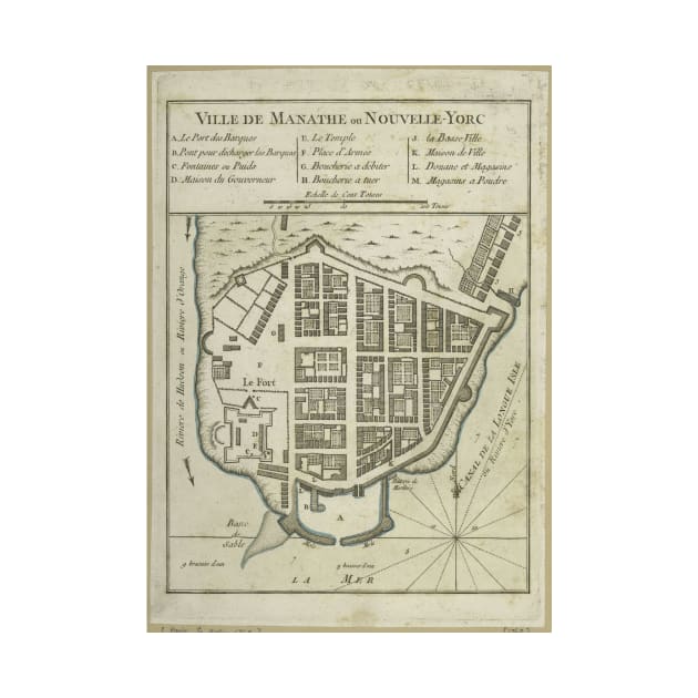 Vintage Map of Lower Manhattan (1764) by Bravuramedia