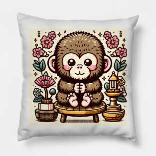 Adorable Ape resting on the chair Pillow