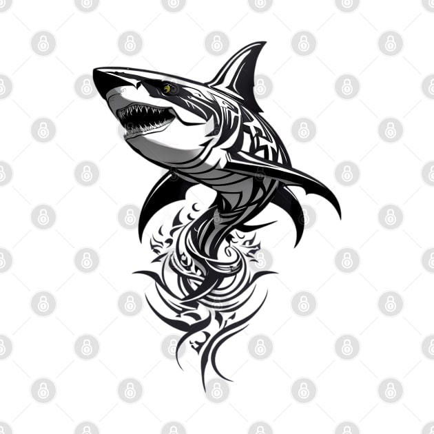 simple shark tattoo outline by design19970