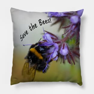 Bee on a Blue Tansy Pillow