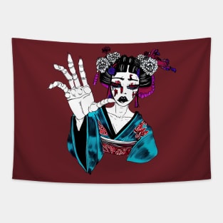 Weird Japanese Geisha, Weirdcore Drawing Tapestry