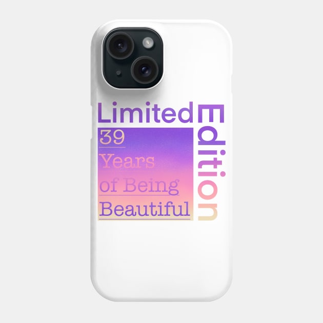 39 Year Old Gift Gradient Limited Edition 39th Retro Birthday Phone Case by Designora