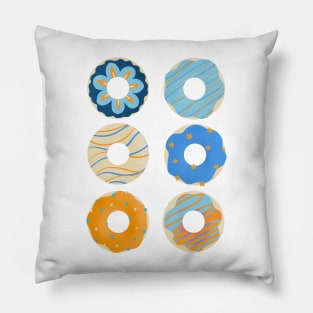 Orange and blue donuts Pillow