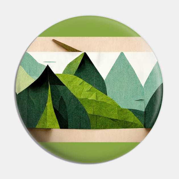 Hilly Grassland - Abstract Minimalism Papercraft Landscape Pin by JensenArtCo