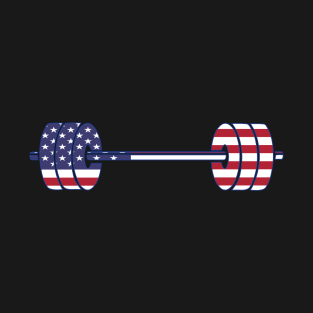 USA flag Barbell Powerlifting Weight Lifting form T-Shirt