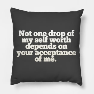 Not one drop of my self worth depends on your acceptance of me. Pillow