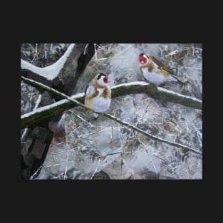 Goldfinches in the snow T-Shirt