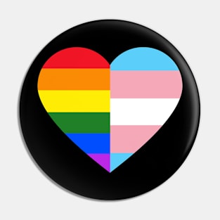 LGBT Rainbow And Transgender Pride Flag Heart Pin