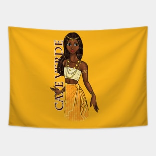 Black is Beautiful - Cape Verde African Melanin Girl in traditional outfit Tapestry