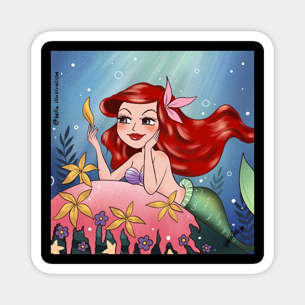 Mermaid T-shirt Magnet by Bella Illustration 