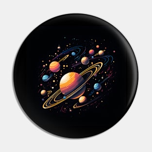 Landscape Illustration Spaceship Pin