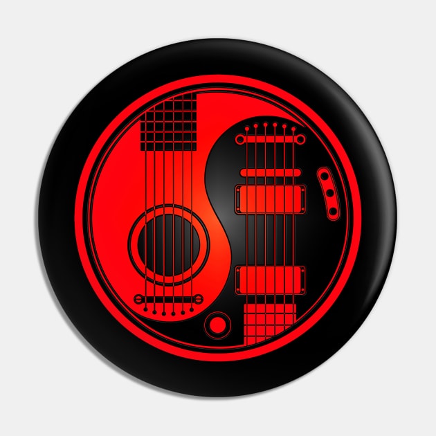 Red and Black Acoustic Electric Guitars Yin Yang Pin by jeffbartels