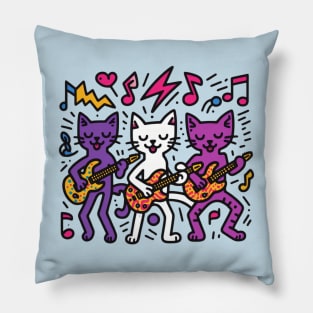 Keith Haring Inspired Cat Rock Band Pillow