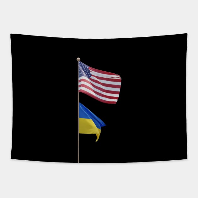 USA Ukraine Flag Pole Brotherhood Tapestry by MAR-A-LAGO RAIDERS