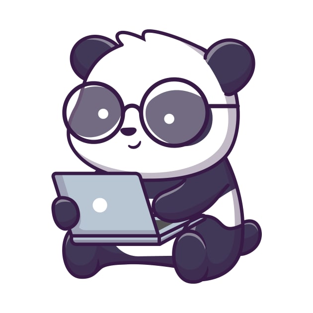 Discover Cute panda working on laptop - Panda - T-Shirt