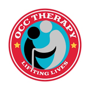 OCC Therapy Lifting Lives T-Shirt, Round Logo, Red and Blue Design, Inspirational Shirt T-Shirt