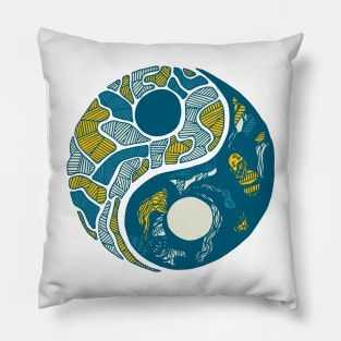 Retro Wave Abstract Yin Yang Pillow