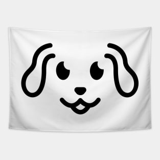 Woof! - Cute Dog Face Line Art - Black Tapestry