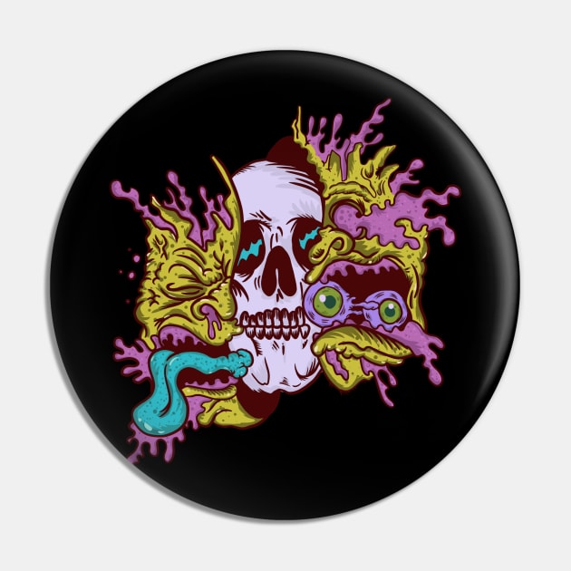 Zombie Head Skeleton Pin by Mrkedi