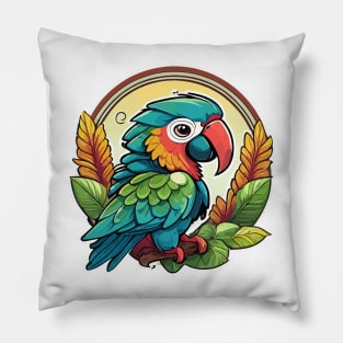 Vibrant Parrot Delights: A Rainbow of Feathers! Pillow