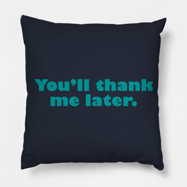 You'll Thank Me Later Pillow by klance