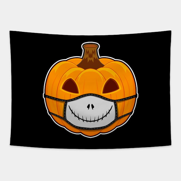Pumpkin Halloween with Jack mask Tapestry by Prescillian Art
