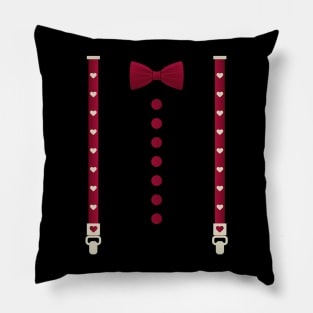 Hearts Bow Tie & Suspenders Valentine's Day Costume Pillow