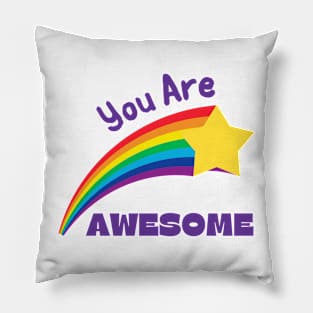 Cute You Are Awesome Rainbow Shooting Star Pillow