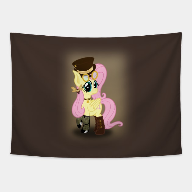 Steampunk Fluttershy (with background) Tapestry by Rutger_J