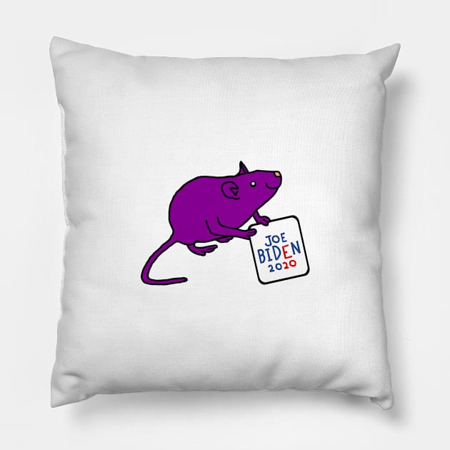 Small Rat with Joe Biden 2020 Sign Pillow by ellenhenryart