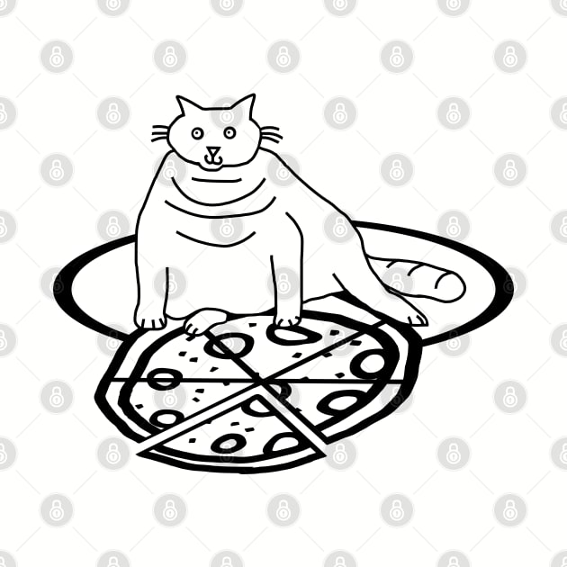 Cute Cat and Pizza Outline by ellenhenryart