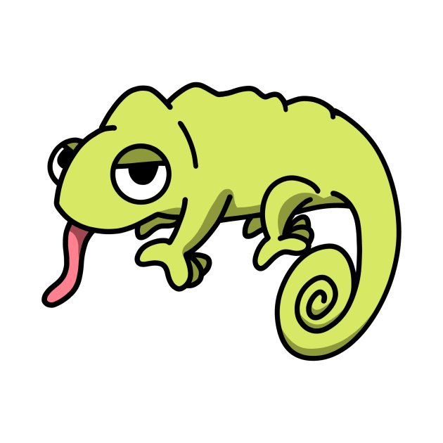 cute green chameleon cartoon drawing graphic by Radi-SH