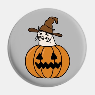 Crying Cat Meme In a Halloween Pumpkin Pin