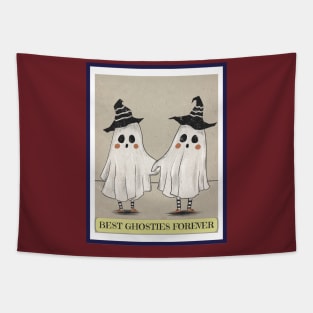 Best ghosties forever funny retro halloween best friends costumes saying Tapestry