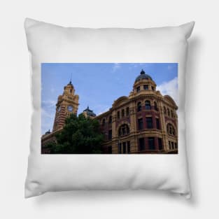 Timeless Elegance of Flinders Street Station Clock Tower Pillow