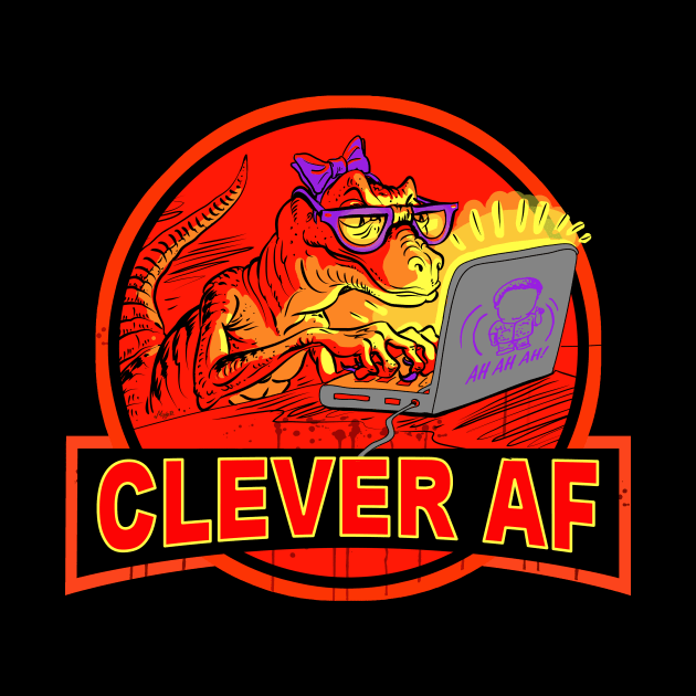 Clever AF Velociraptor Computer Hacker by Mudge