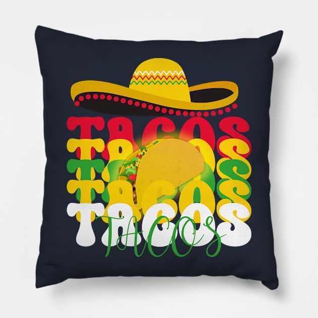 Tacos Cinco De Mayo Mexican Fiesta - MEXICAN TACO Pillow by TareQ-DESIGN