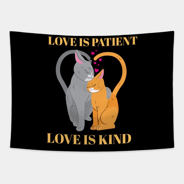 Love is Patient Love is Kind -Cat Couple Tapestry by Joco Studio