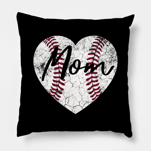 Baseball Softball Heart Mom Mothers Day Pillow by Vigo