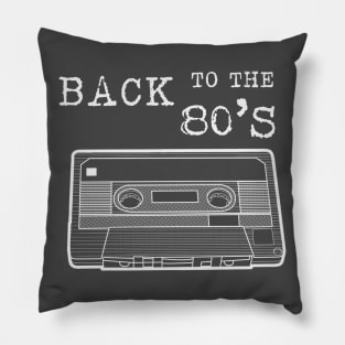 BACK TO THE 80s /white lineart version Cassette Tape Vintage Music Pillow