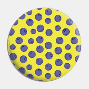 Cute Purple Blueberries on a Yellow Background Pin