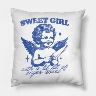 Sweet Girls With Anger Issues T-Shirt, Retro Unisex Adult T Shirt, Vintage Angel Pillow