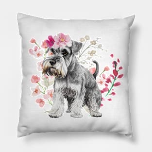 Floral Schnauzer Pillow