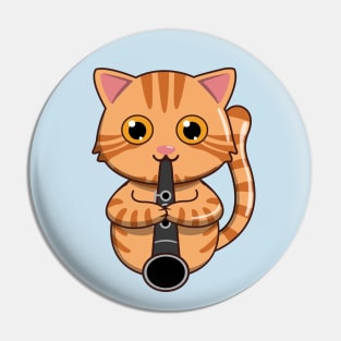 Bengal Cat Playing The Clarinet Pin