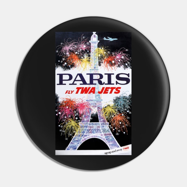 PARIS via Fly TWA Jets Vintage Airline Poster Pin by vintageposters