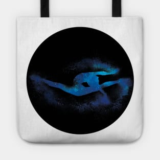 Gymnast jump silhouette - sand explosion (blue galaxy) - dance lover / ballet lover / gymnastics lover - gift idea Tote